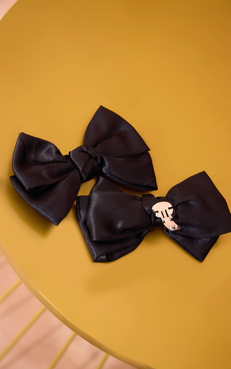 Black Satin Bow Shoe Clips image 3