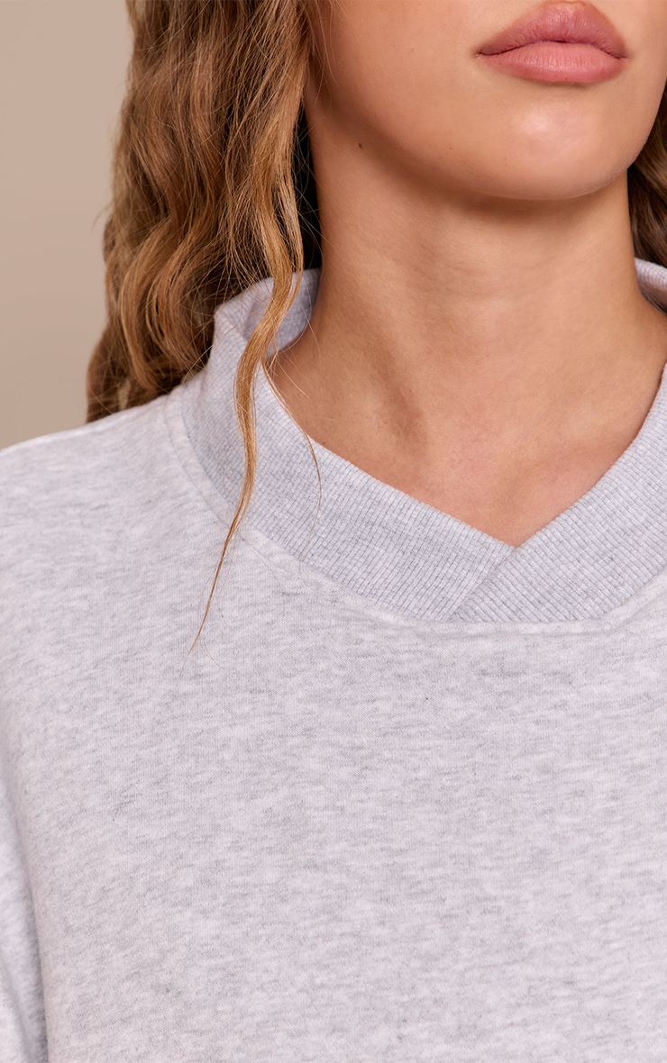 Ash Grey Cotton Fleece Crossfront Sweatshirt image 4