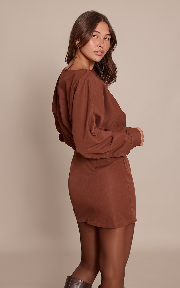 Chocolate Cotton Poplin Bodycon Dress image 2