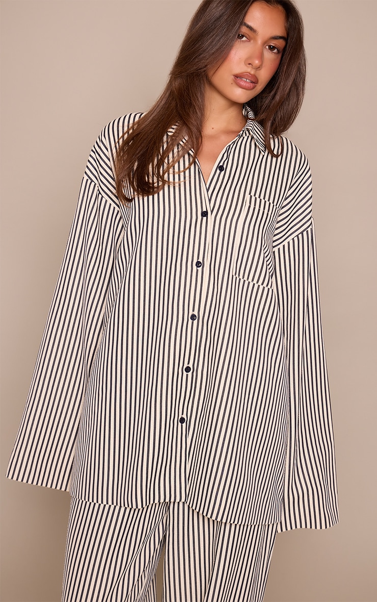 Black Pinstripe Oversized Shirt