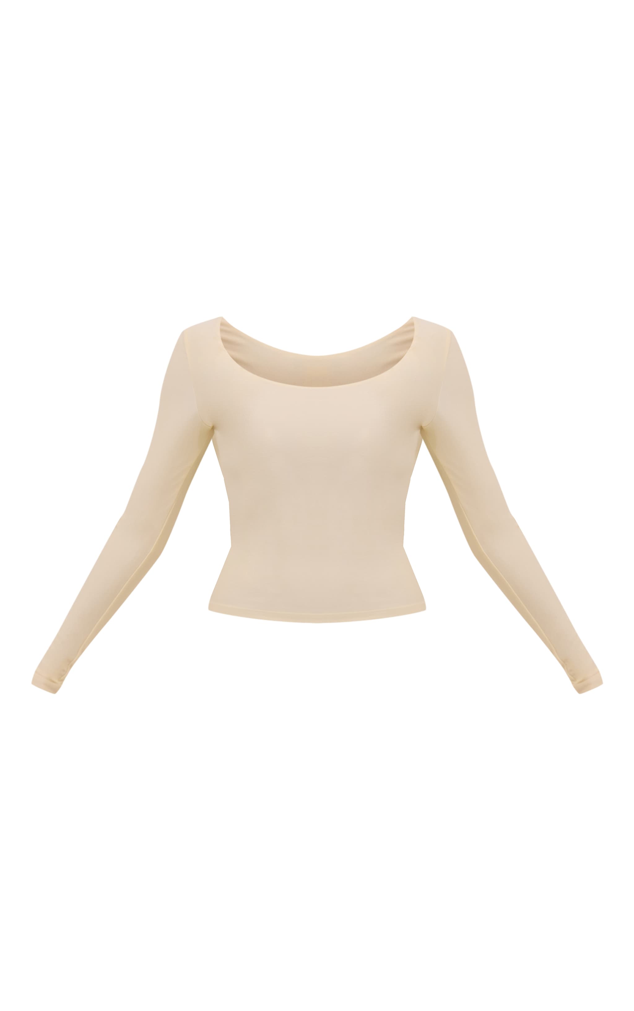 Vanilla Polyamide Scoop Neck Long Sleeve Top image 5