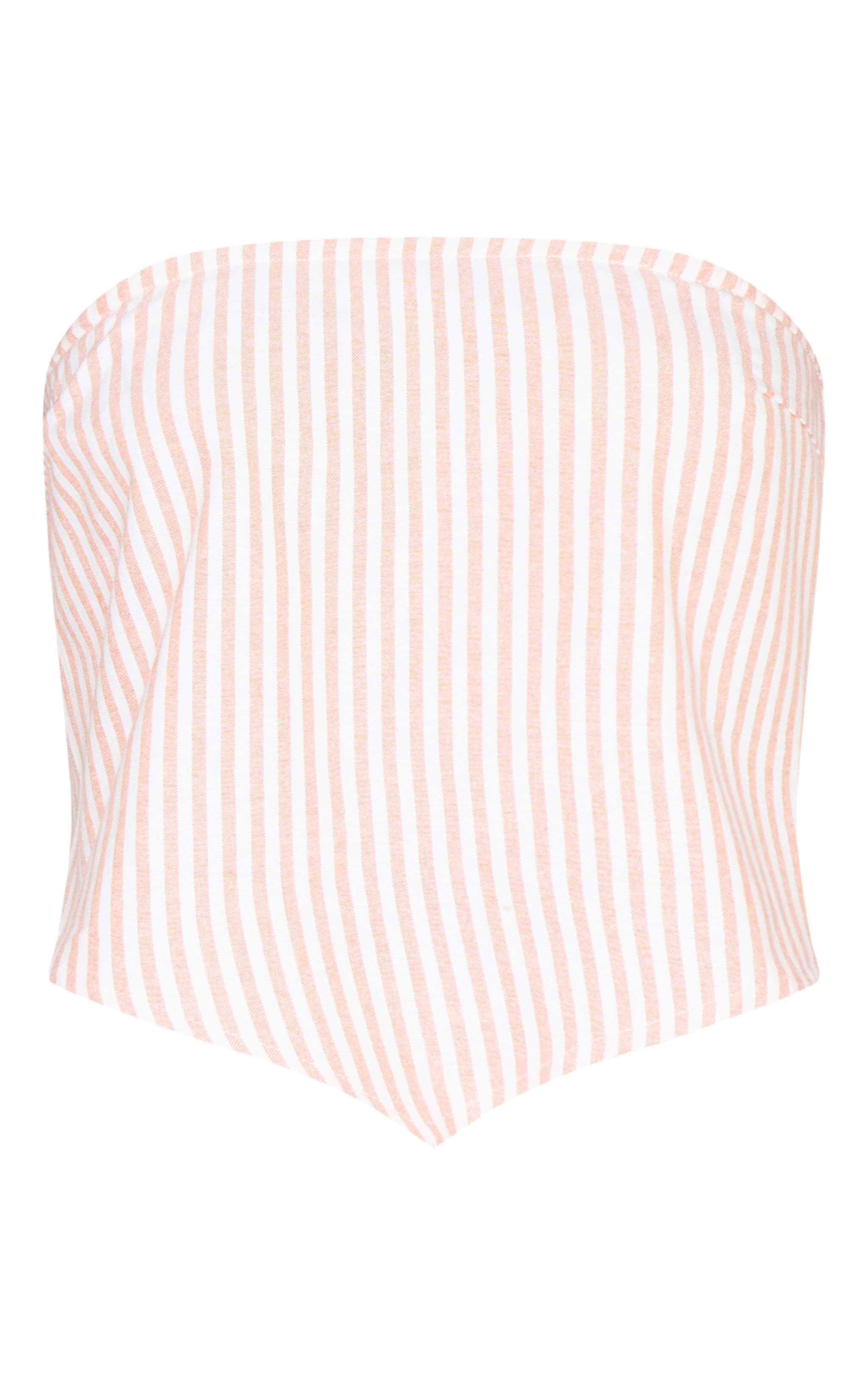 Orange Pinstriped Bandeau Dipped Hem Top image 5