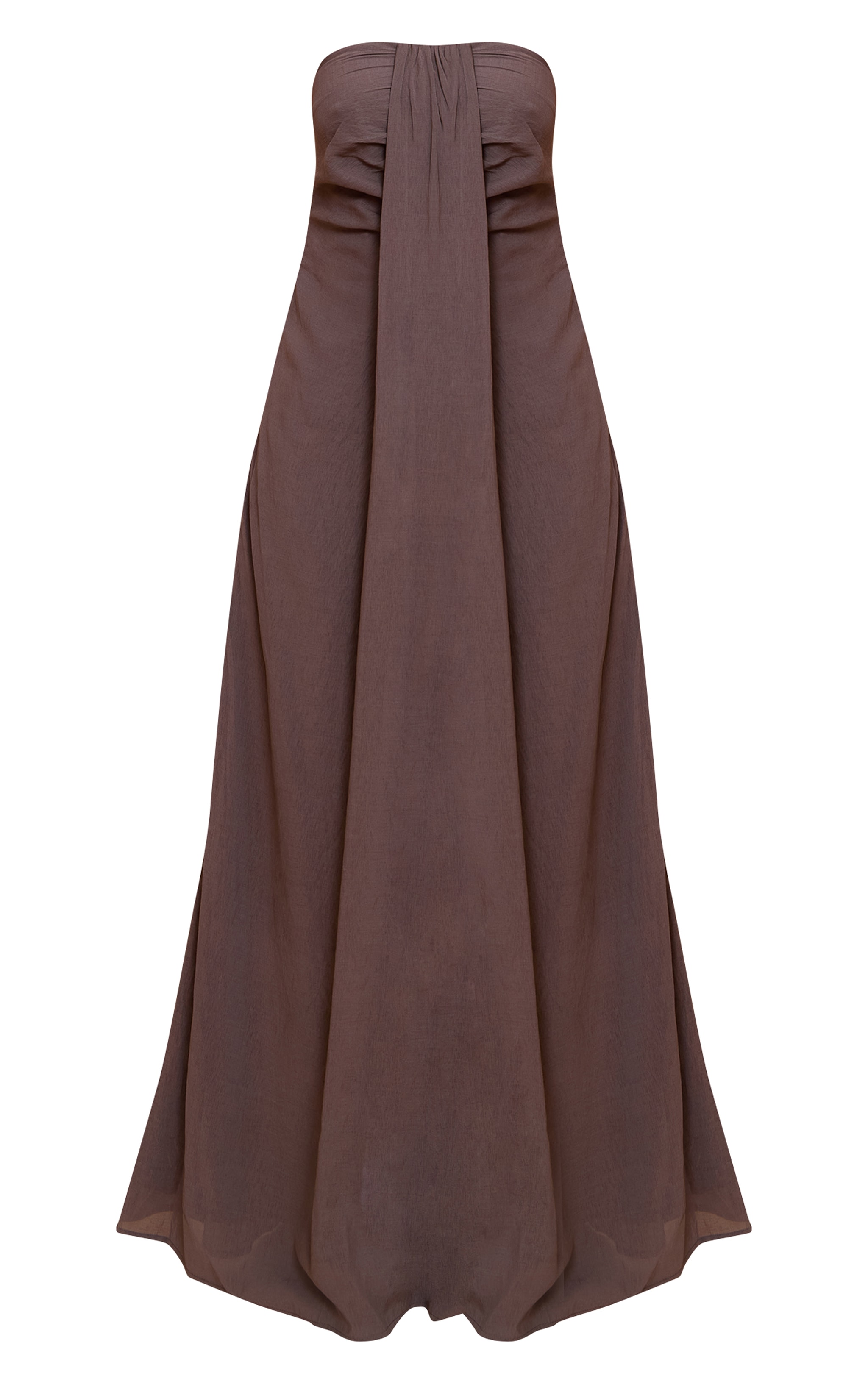 Petite Robe bustier droite longue taupe à détail drapé image 5