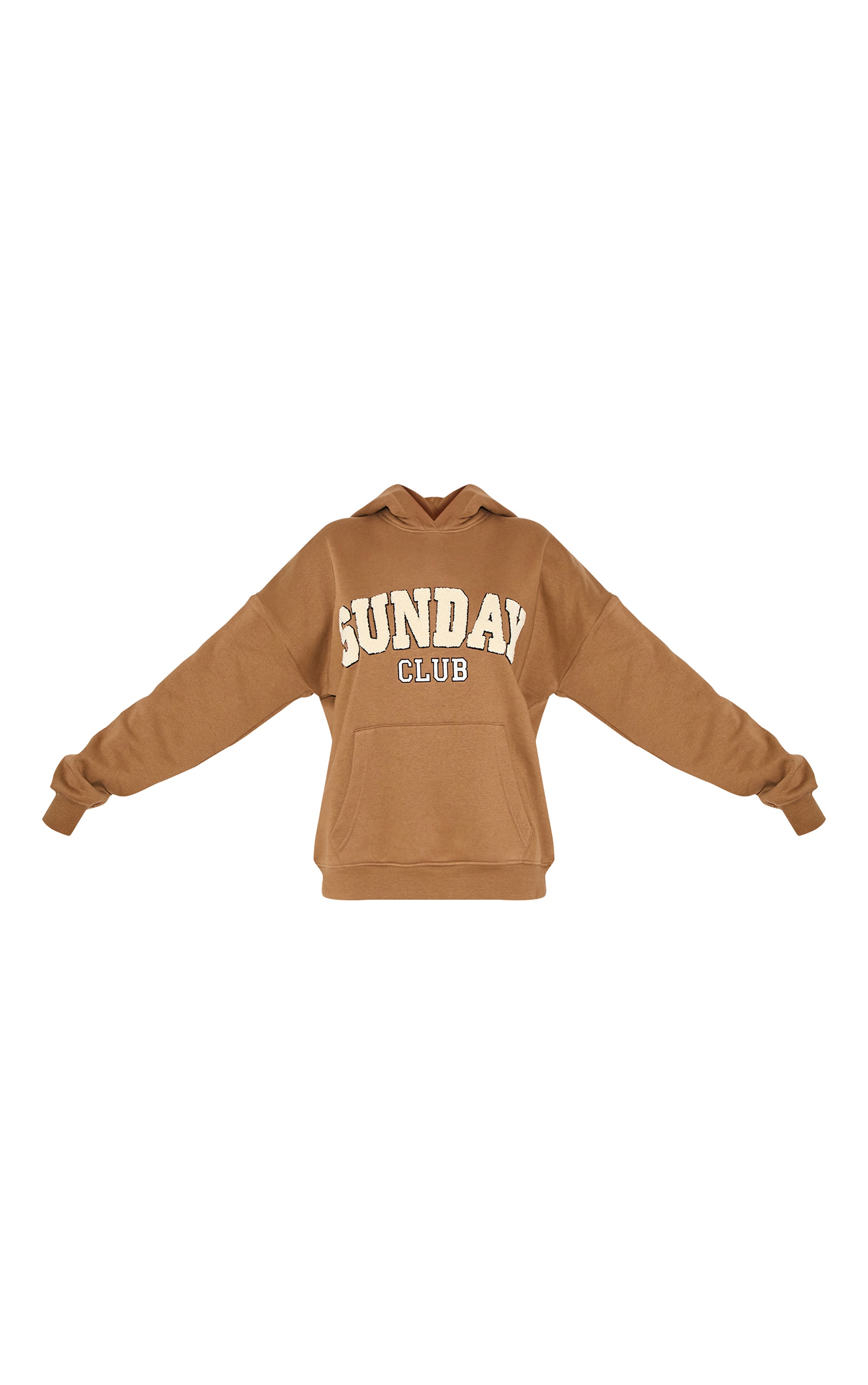 Hoodie oversize taupe à appliqué "Sunday" en imitation mouton image 5