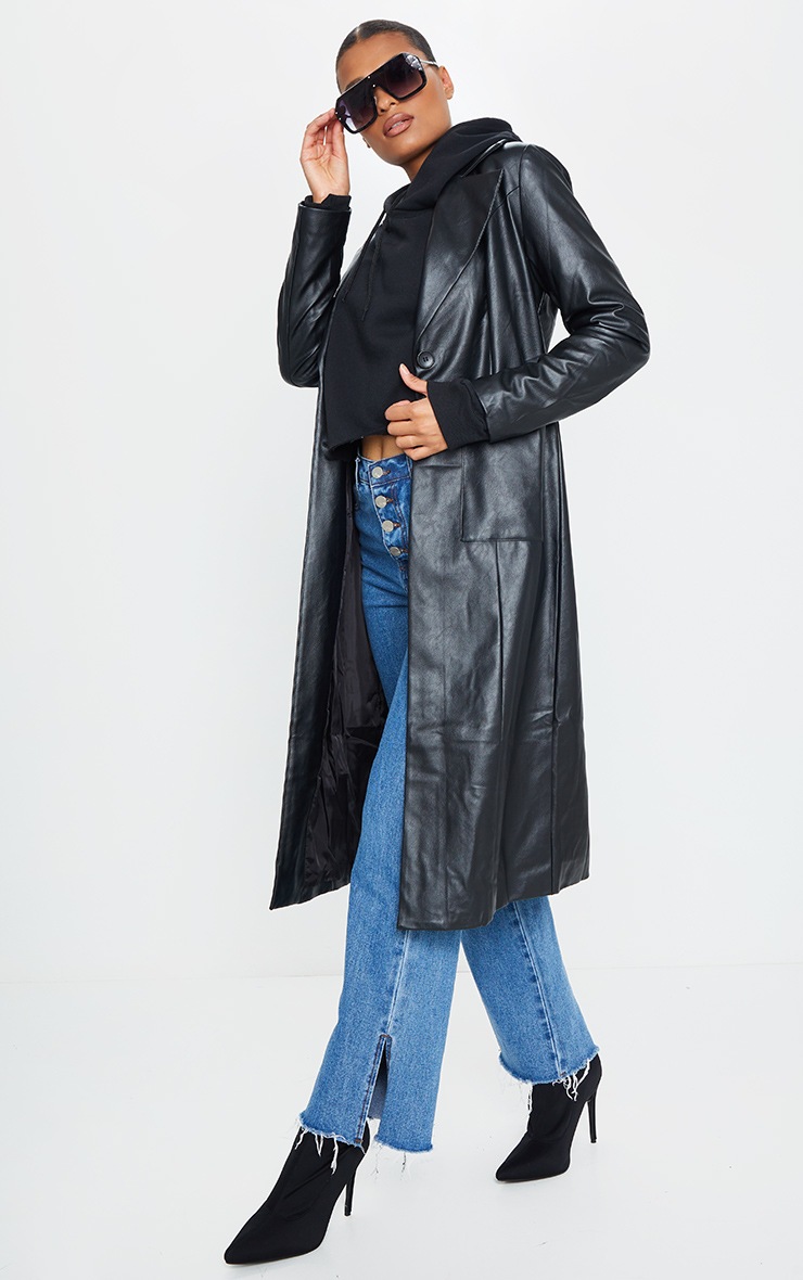 Black PU Trench