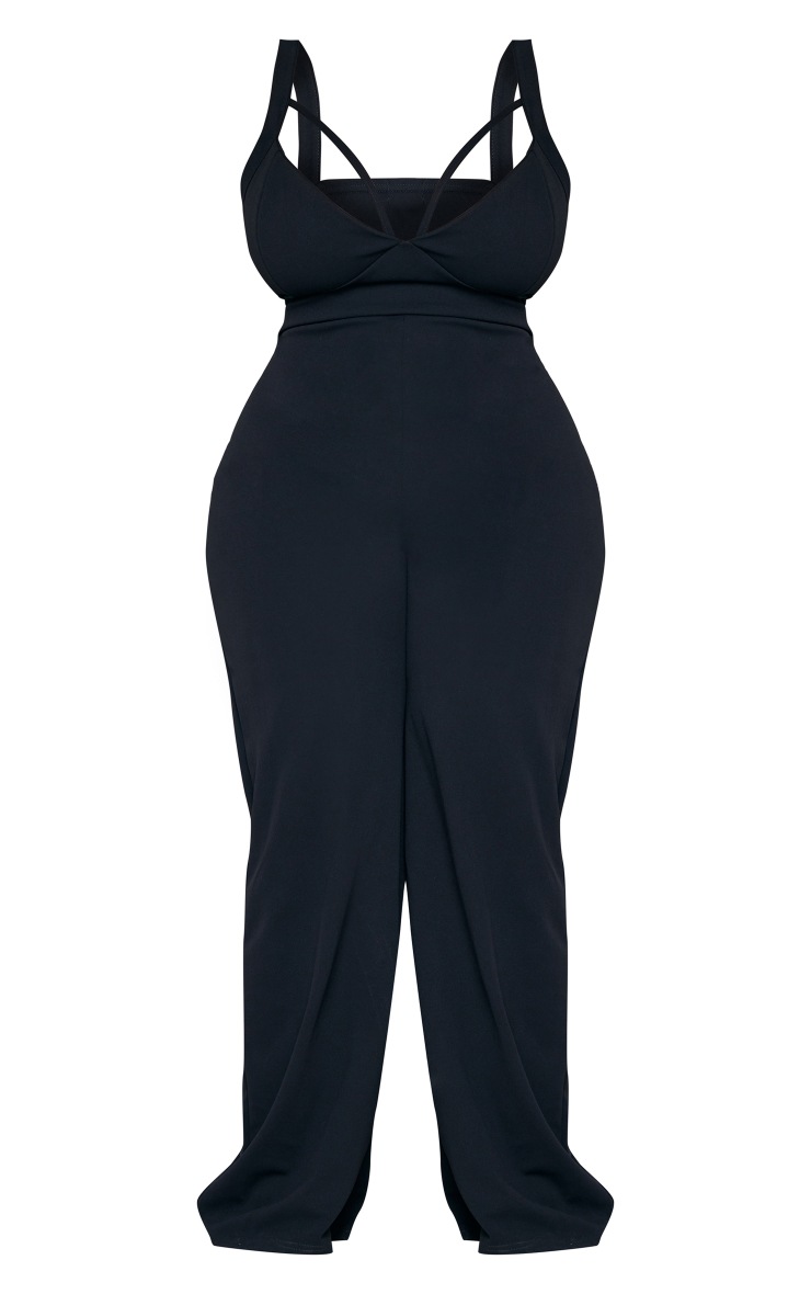 Plus Black Strap Detail Jumpsuit Plus Size PrettyLittleThing KSA