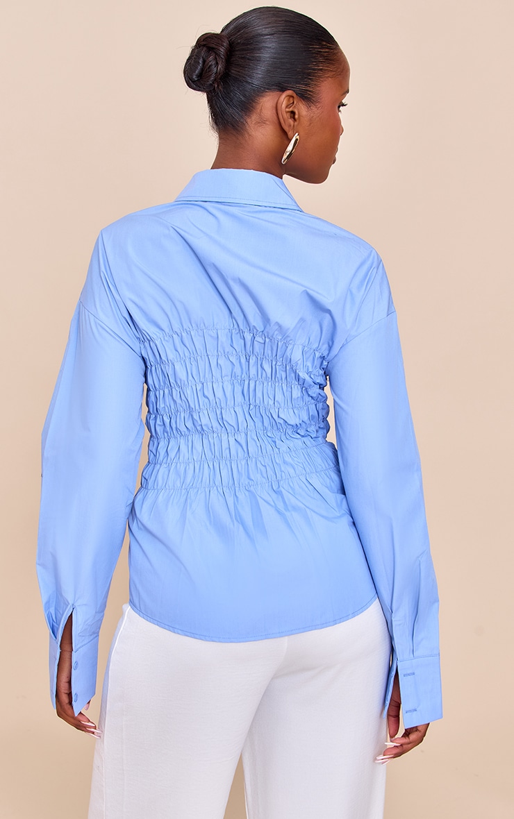 Blue Shirred Fitted Shirt image 2