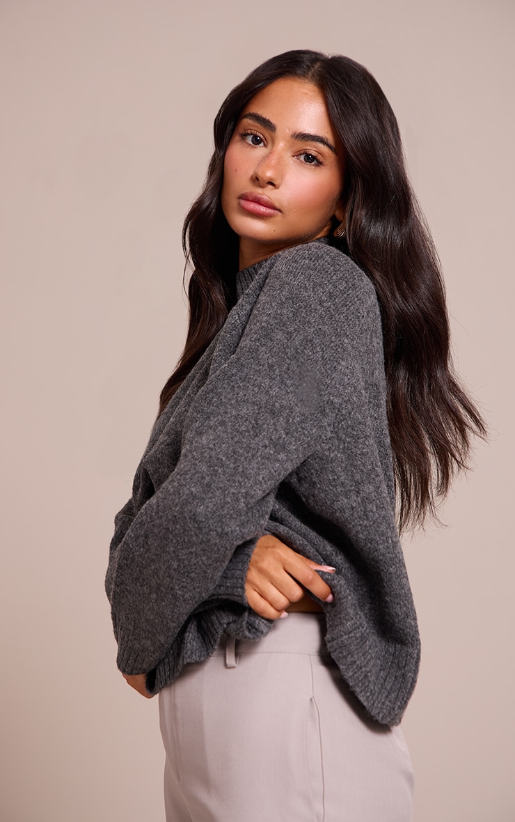 Petite Charcoal Knit Turtleneck Sweater image 4