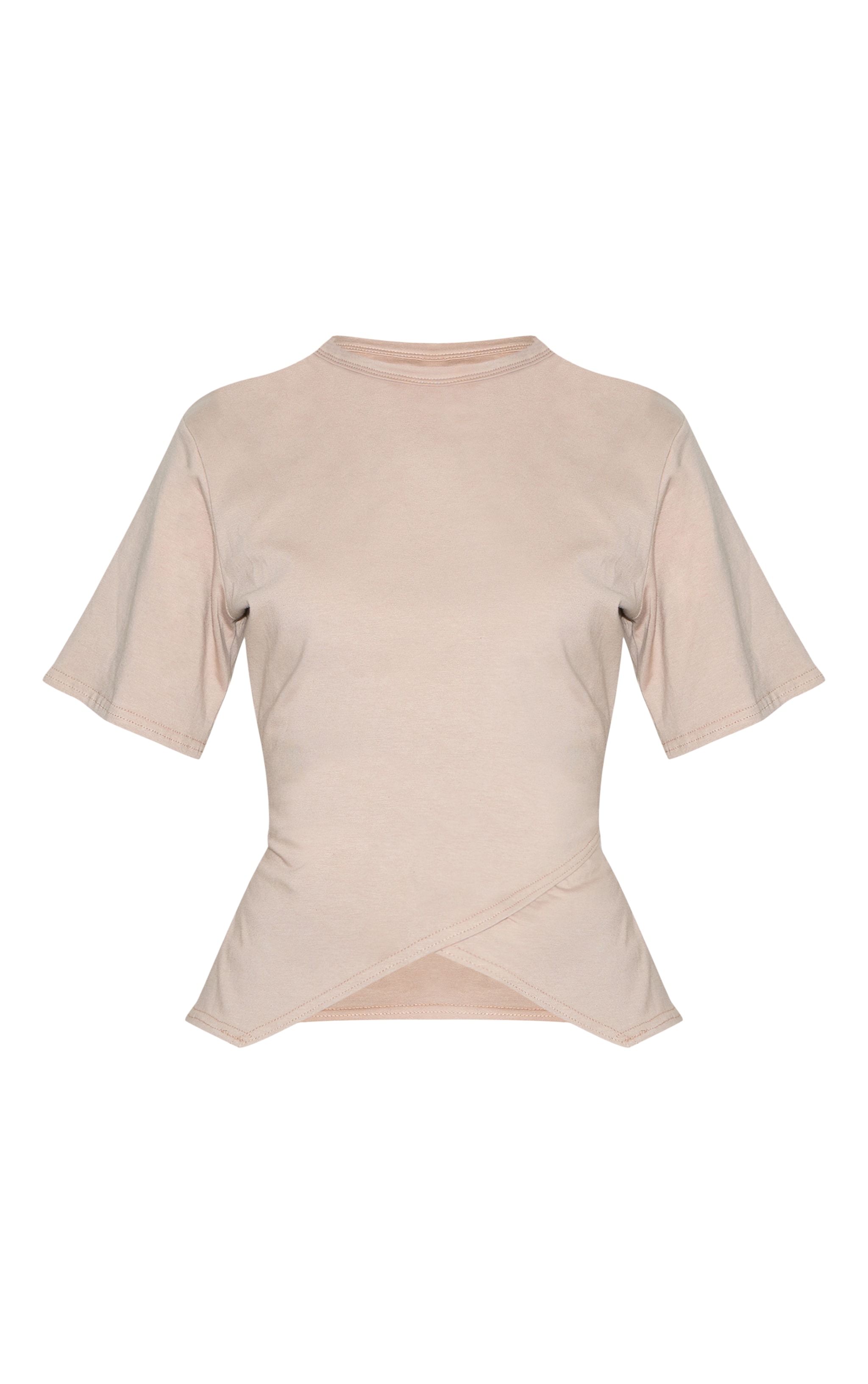 Sand Cotton Ruched Side Detail T Shirt image 5