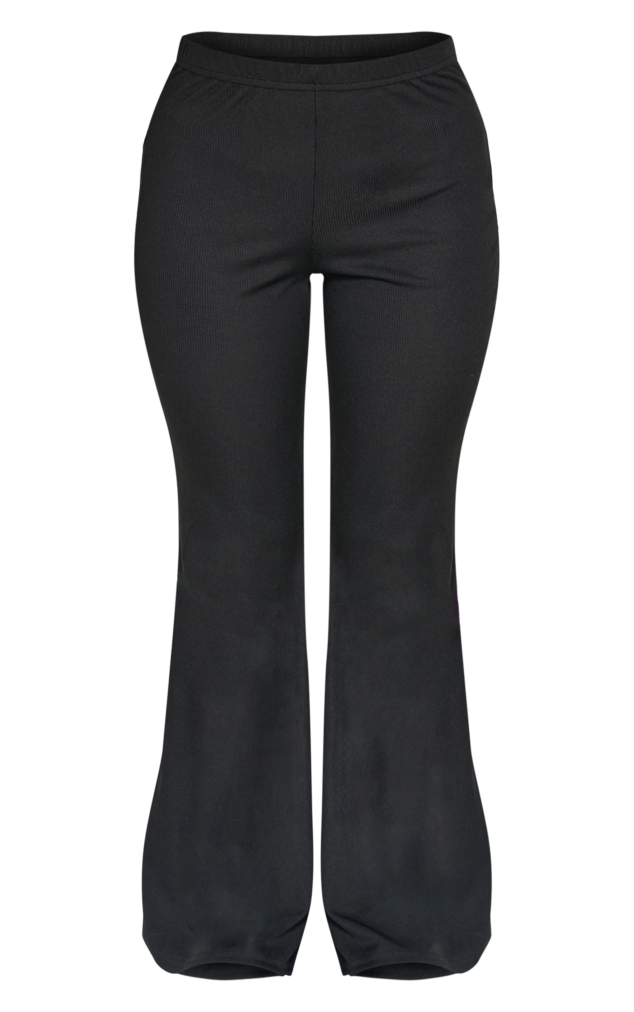 Petite Black Ribbed Flared Pants image 5
