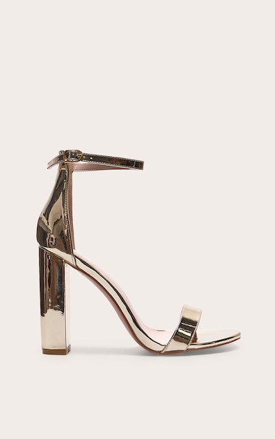 Gold Wide Fit Block Heeled Sandals