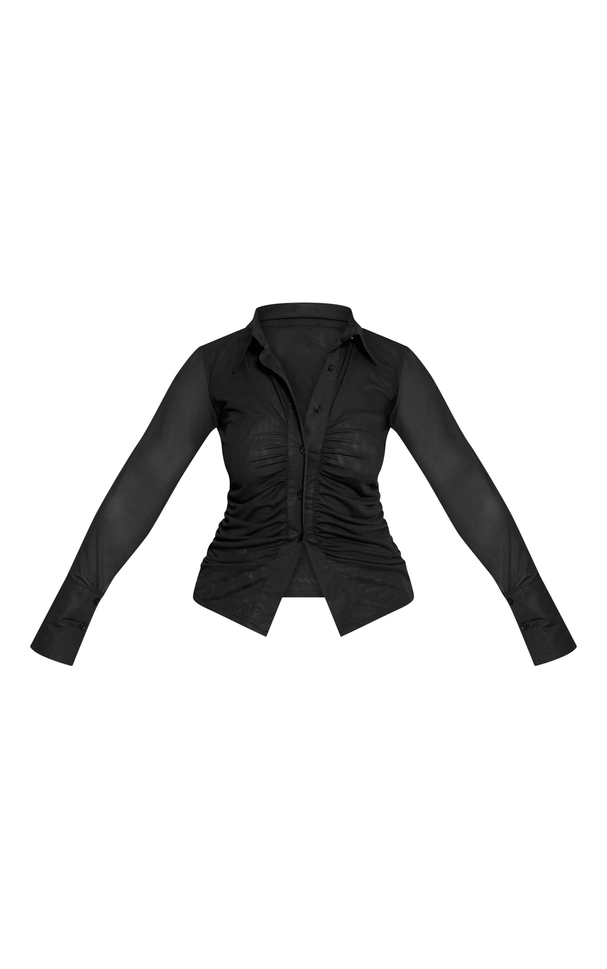 Shape Black Mesh Ruched Fitted Shirt image 5