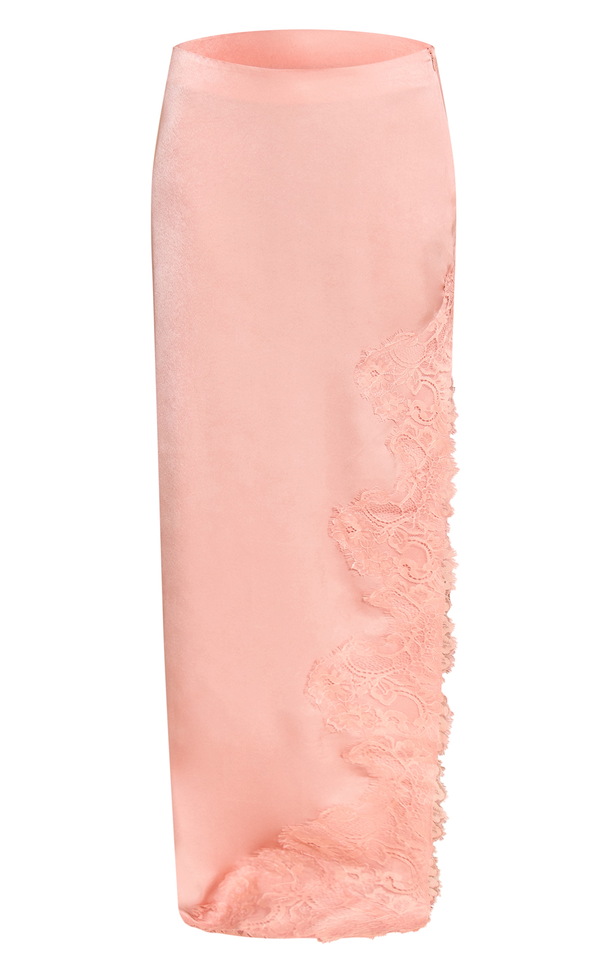 Blush Satin Lace Side Split Maxi Skirt image 5