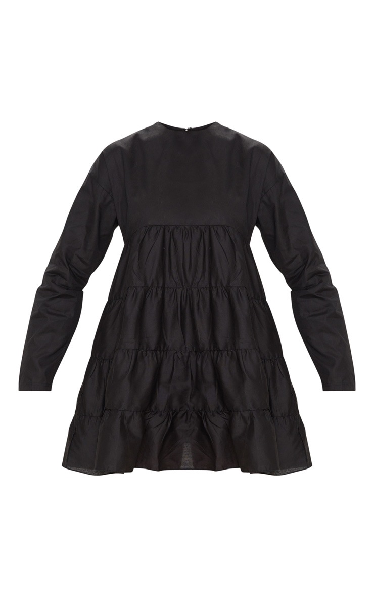Smocked Printed Long Sleeve Tiered Dress