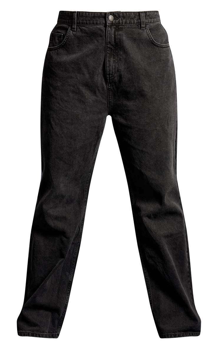 Plus Washed Black High Rise Straight Leg Jeans image 5