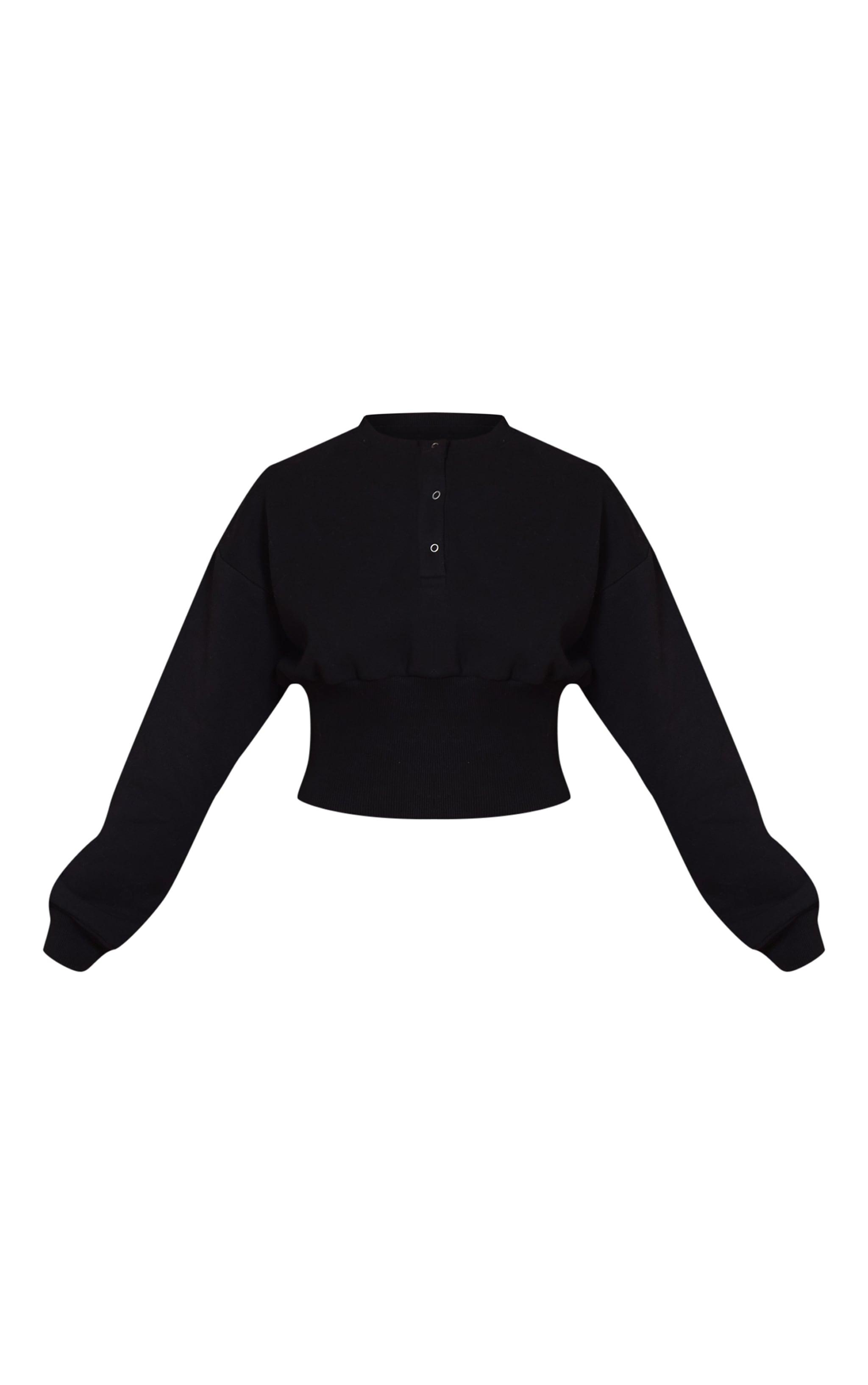 Black Button Up Cinched Sweatshirt image 5