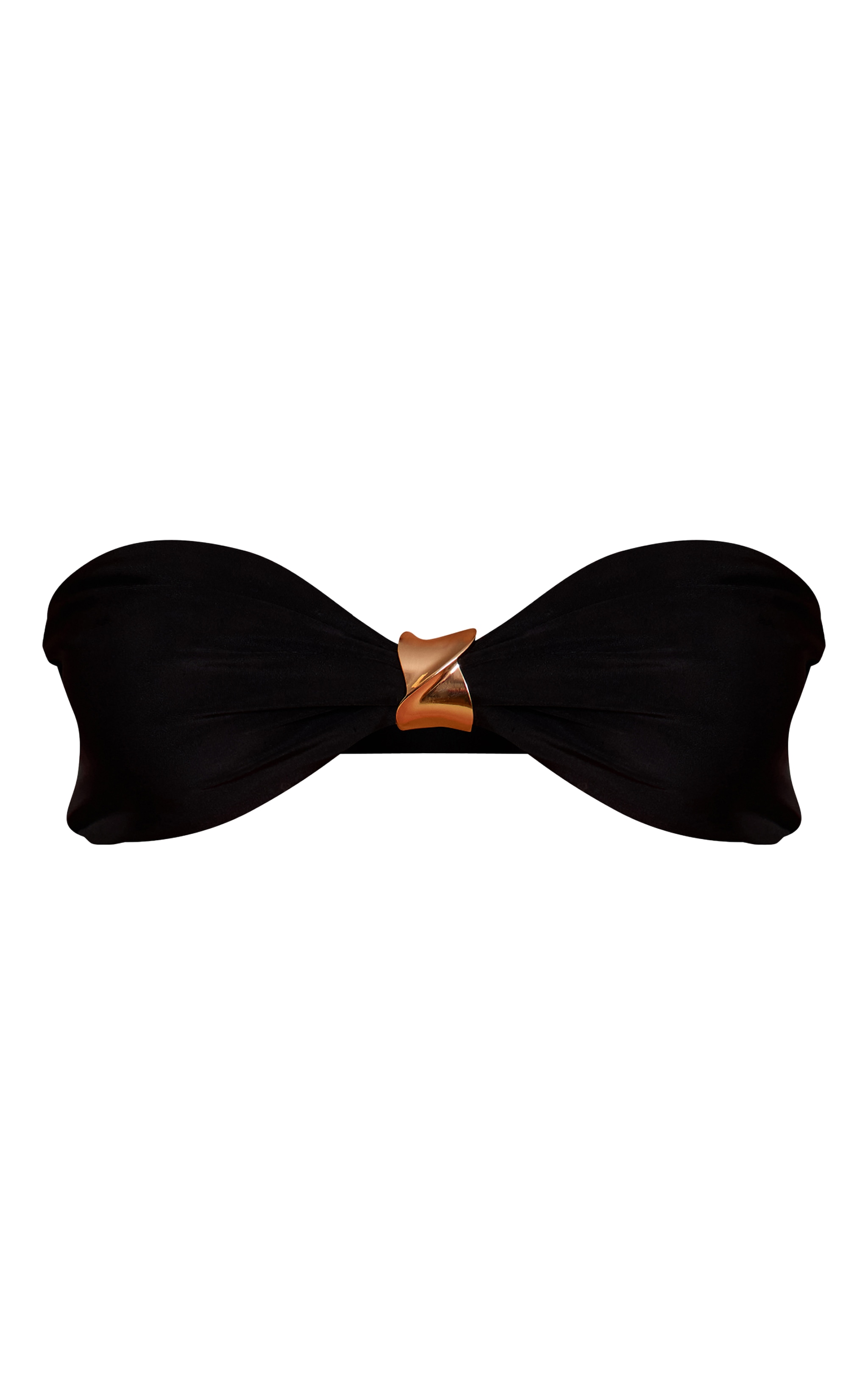Black Gold Trim Detail Bandeau Bikini Top image 5