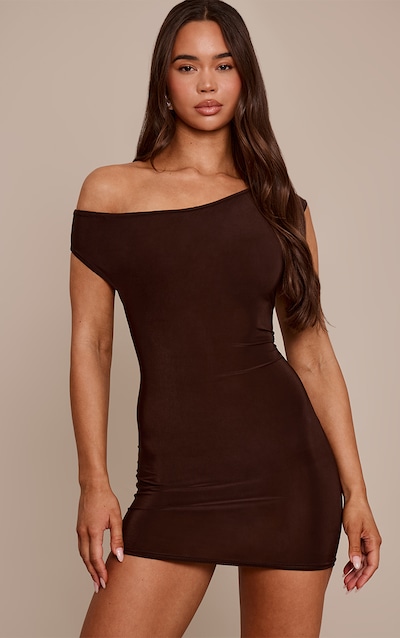 Chocolate Soft Touch Asymmetric Bodycon Dress