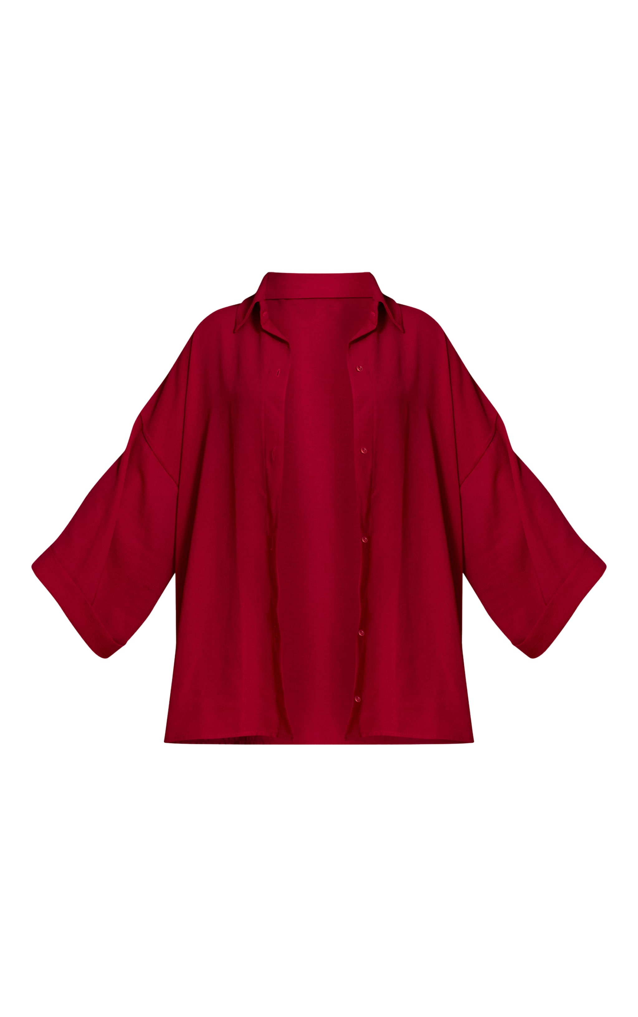 Magenta Linen Look Oversized Drop Shoulder Beach Shirt image 5