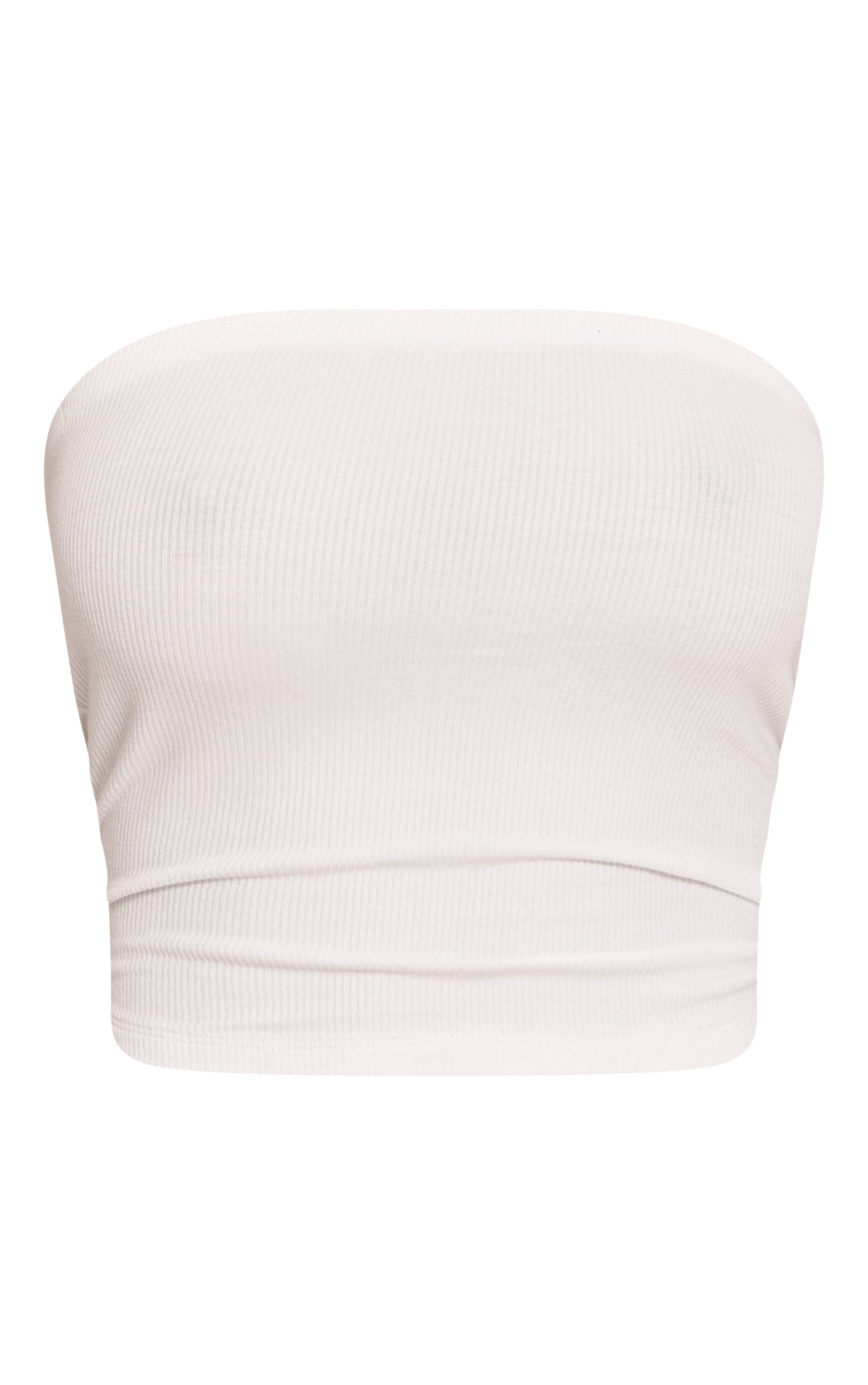 Petite White Soft Rib Bandeau Top image 5