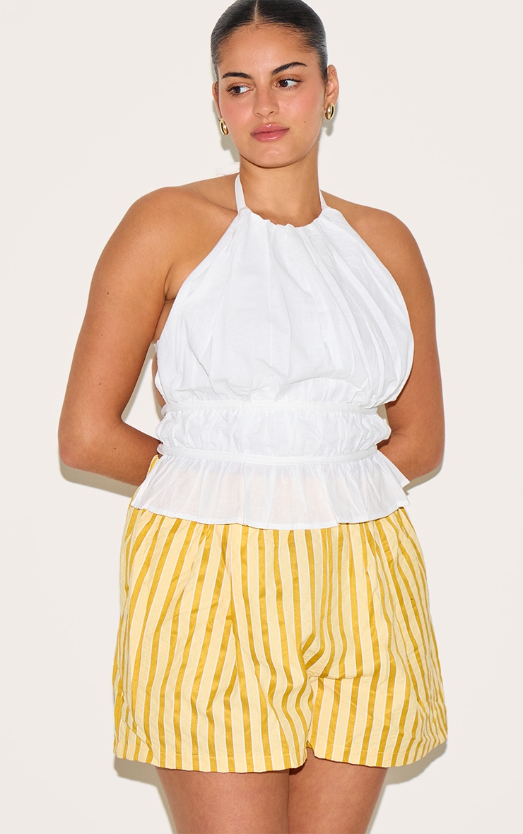 Plus Short style boxer fluide jaune citron à rayures image 1