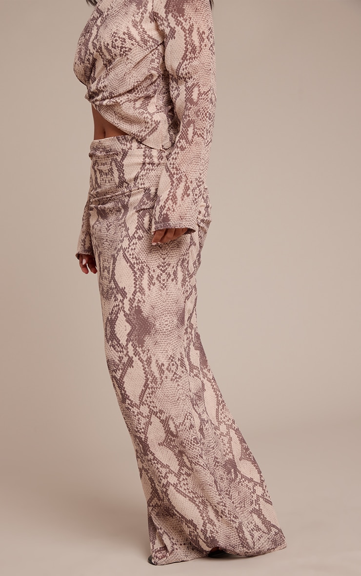 Petite Snake Print Ruched Maxi Skirt image 2
