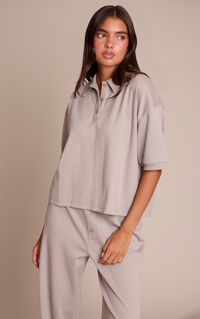 Ash Grey Button Up Rib T-shirt