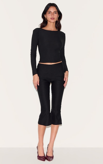 Legging capri flare tissé stretch noir