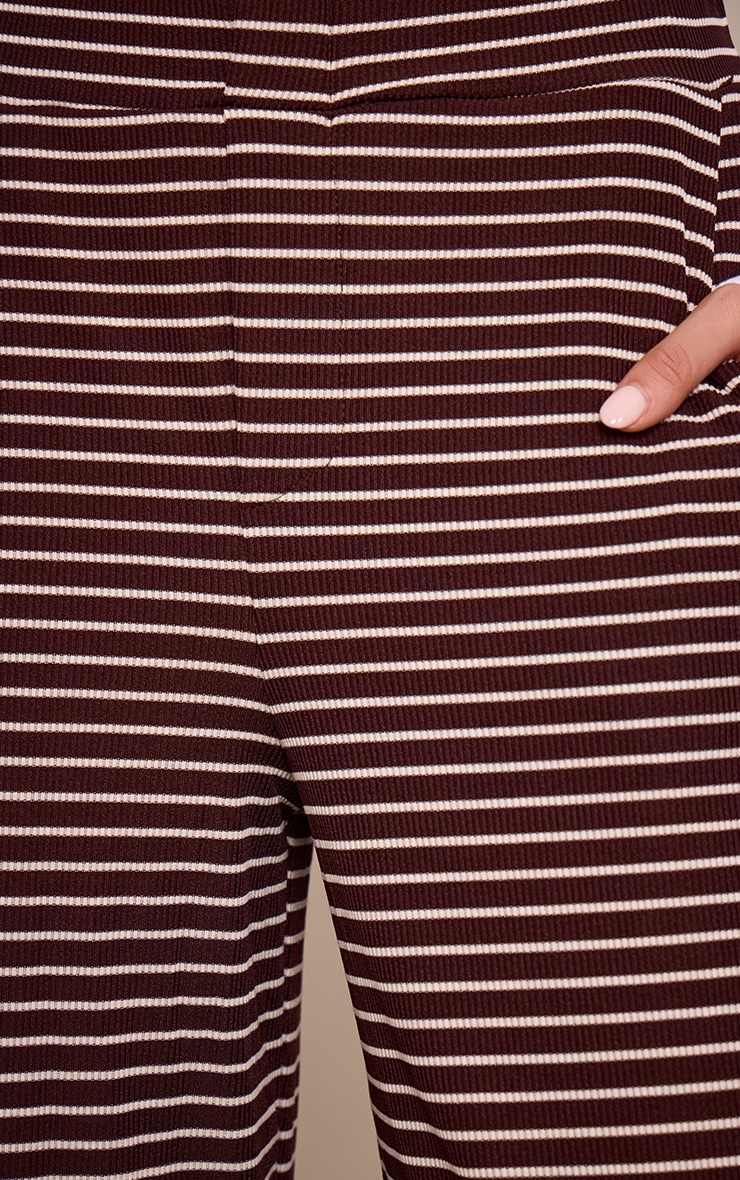 Chocolate Striped  Boyfriend Style Wide Leg Pants image 4