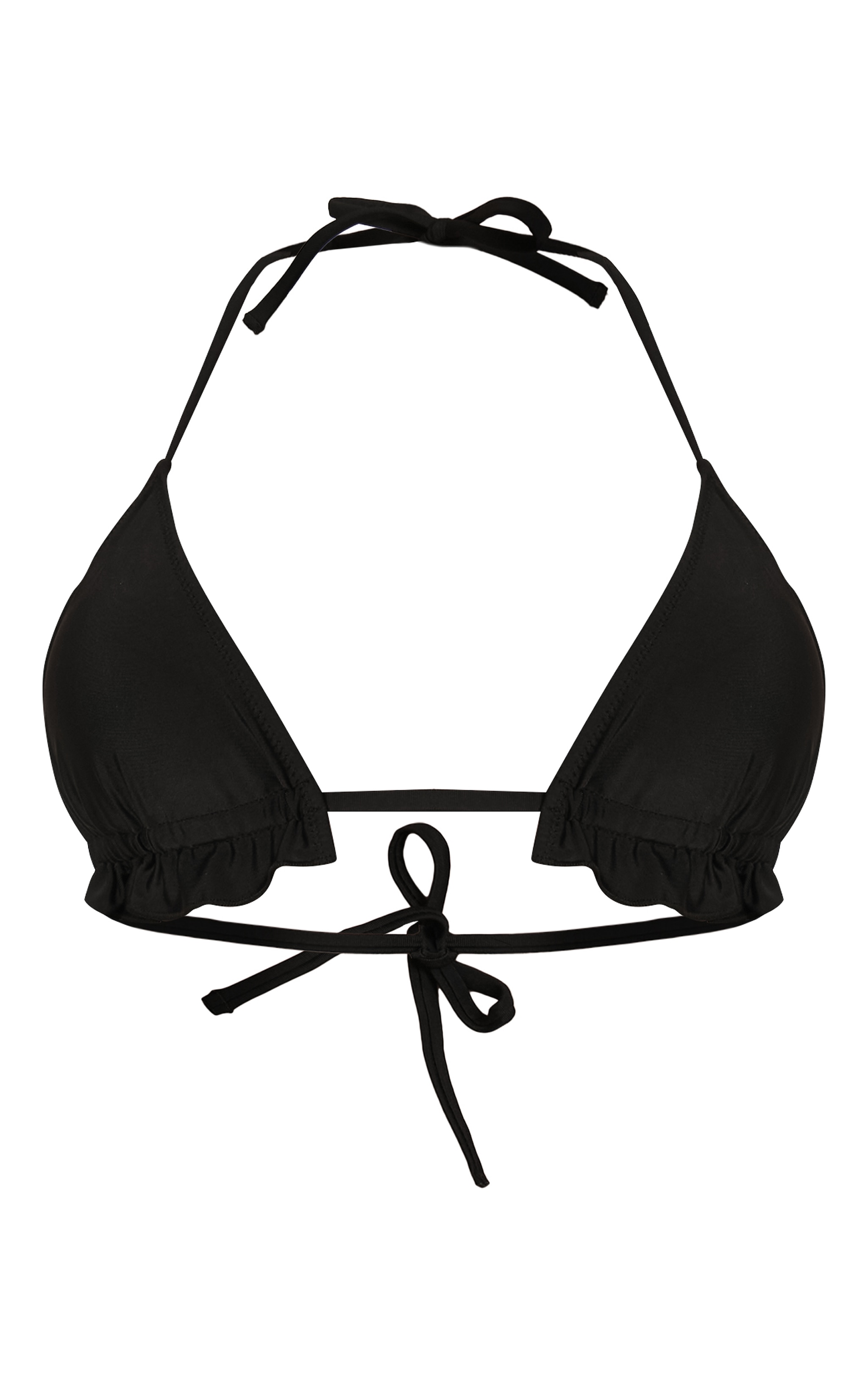 Haut de maillot de bain noir rembourré à ourlet volanté image 5