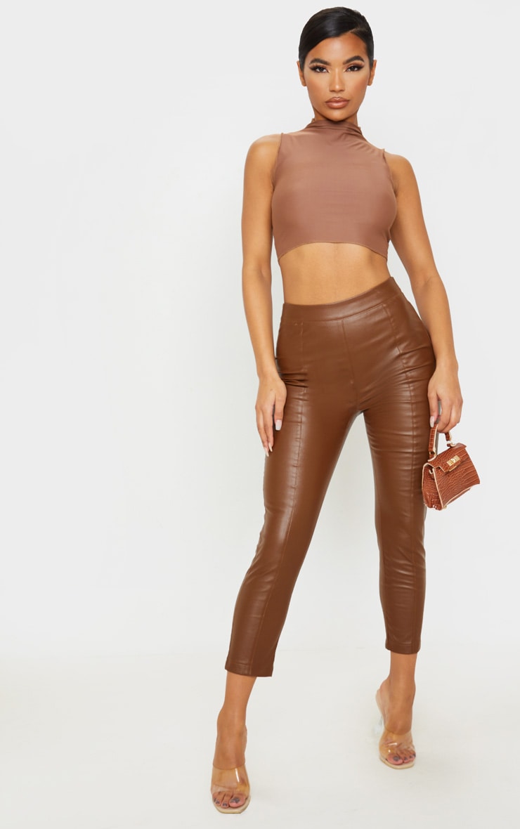 Chocolate Daysha Cropped Faux Leather Pants