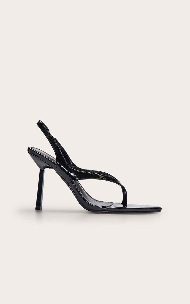 Black Toe Thong Almond Toe High Heeled Sandals image 3