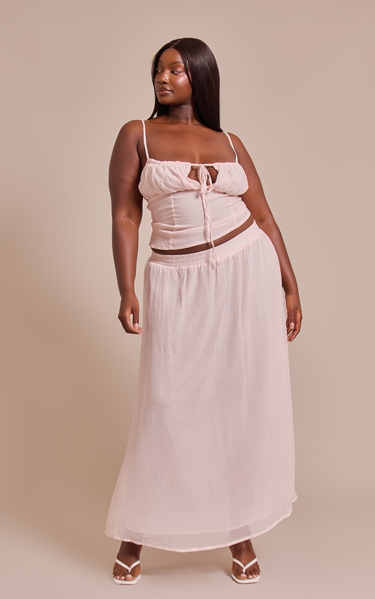 Plus Pink Chiffon Ruched Bust Top image 3