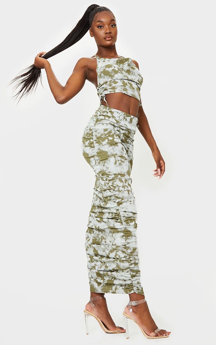 Tall Green Tie Dye Midaxi Skirt