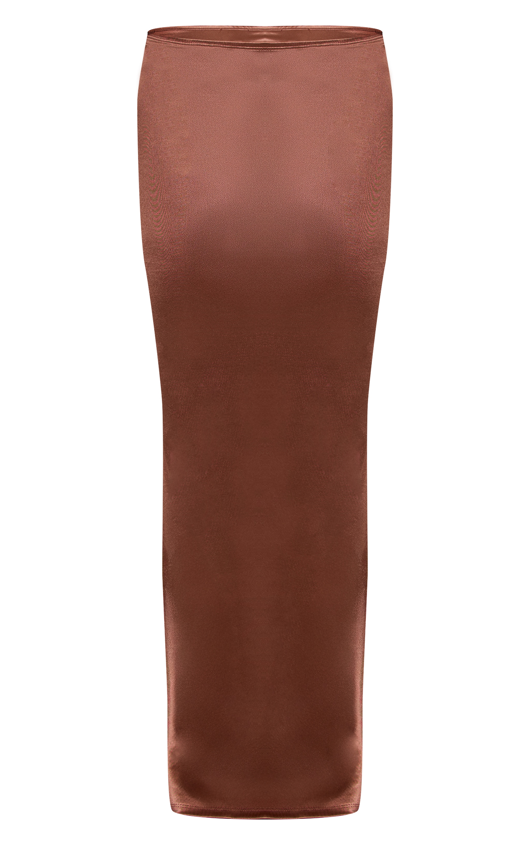Brown Stretch Satin Split Side Maxi Skirt image 5