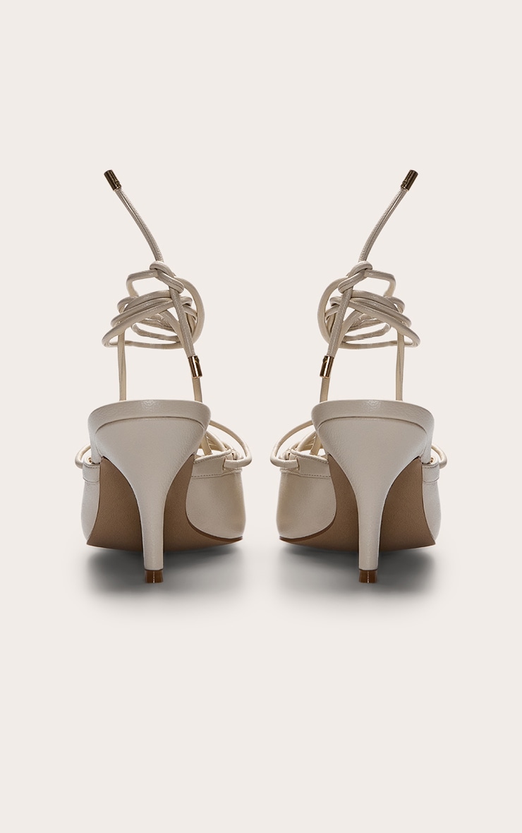 Cream Lace Up Mule Courts image 4