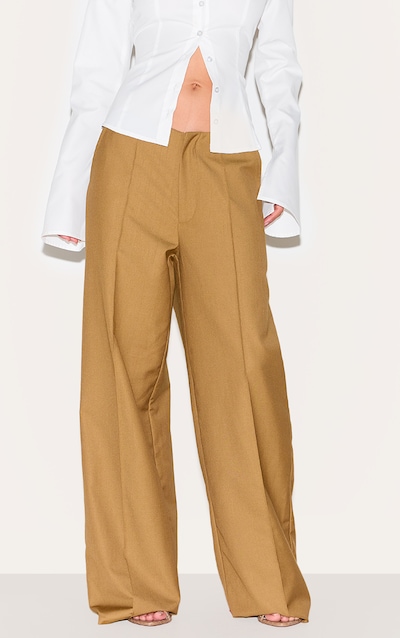 Pantalon droit tissé vert olive à taille basse et coutures surjetées