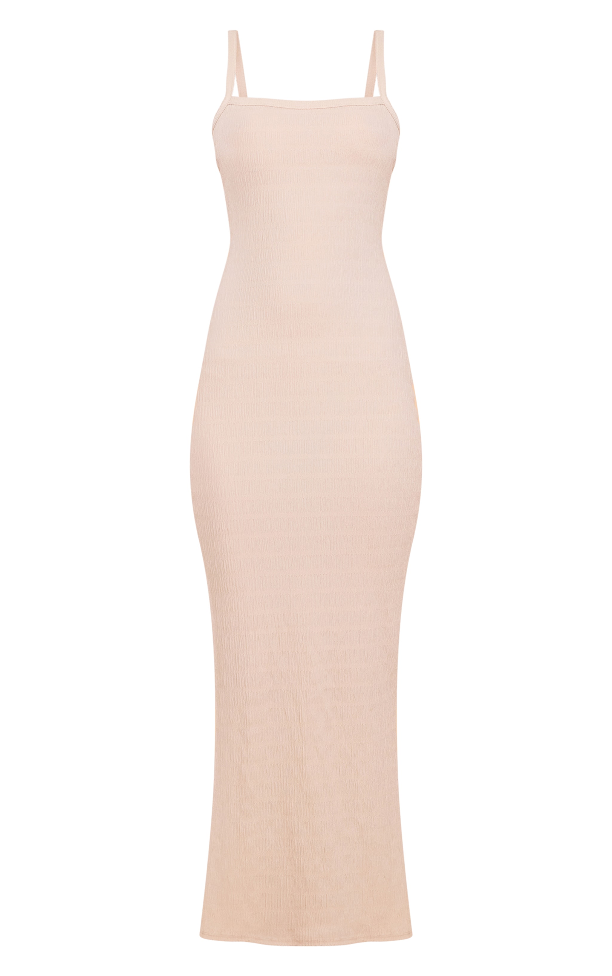 Cream Textured Scoop Neck Sleeveless Maxi Dress image 5