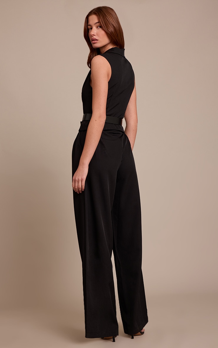 Black Tailored Woven Straight Leg Jumpsuit image 2