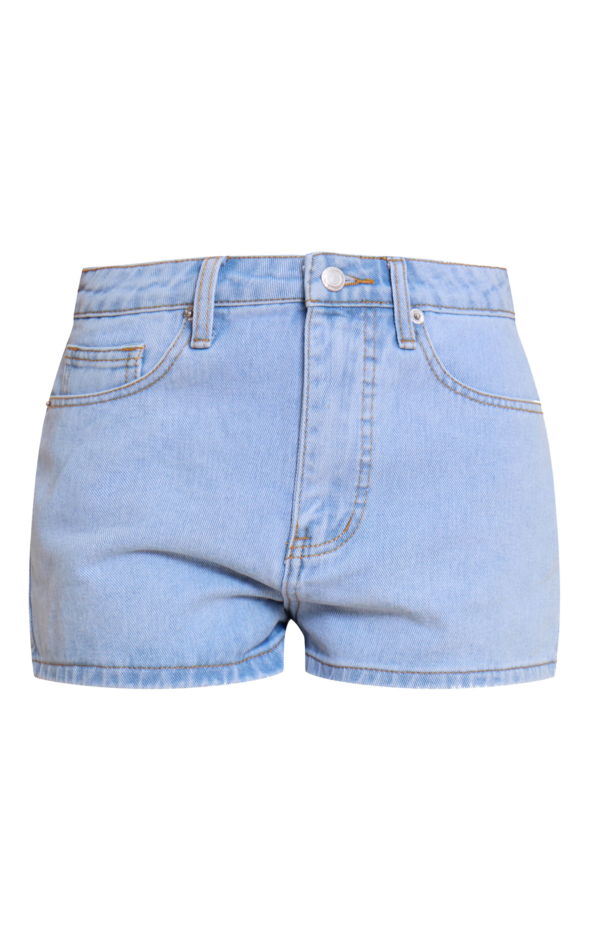 Petite Light Blue High Waisted Basic Shorts image 6