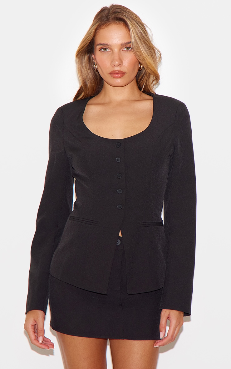 Black Tailored Woven Mid Rise Mini Skirt image 4