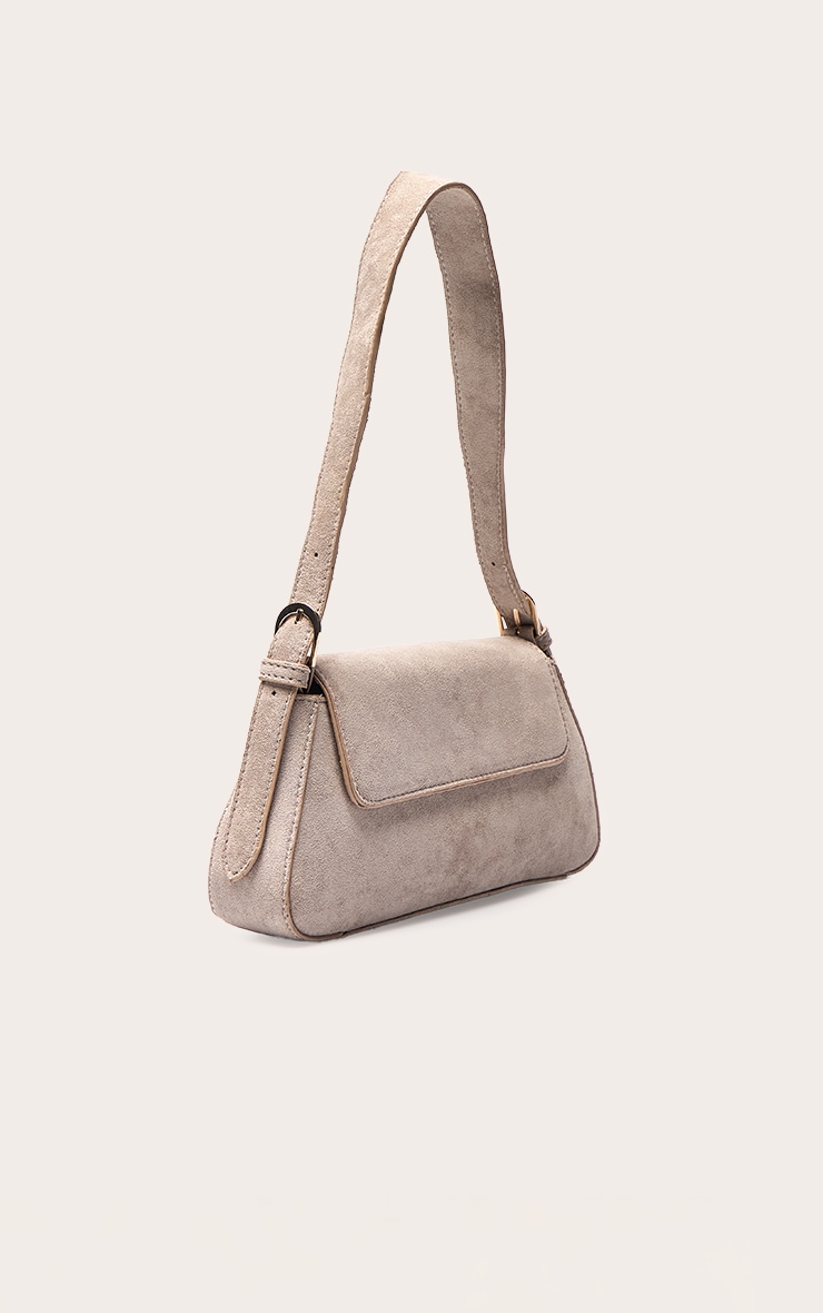 Taupe Faux Suede Trapeze Simple Shoulder Bag image 3
