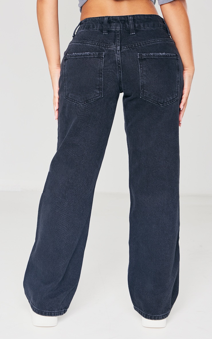 Petite Washed Black Low Rise Ripped Jeans image 3