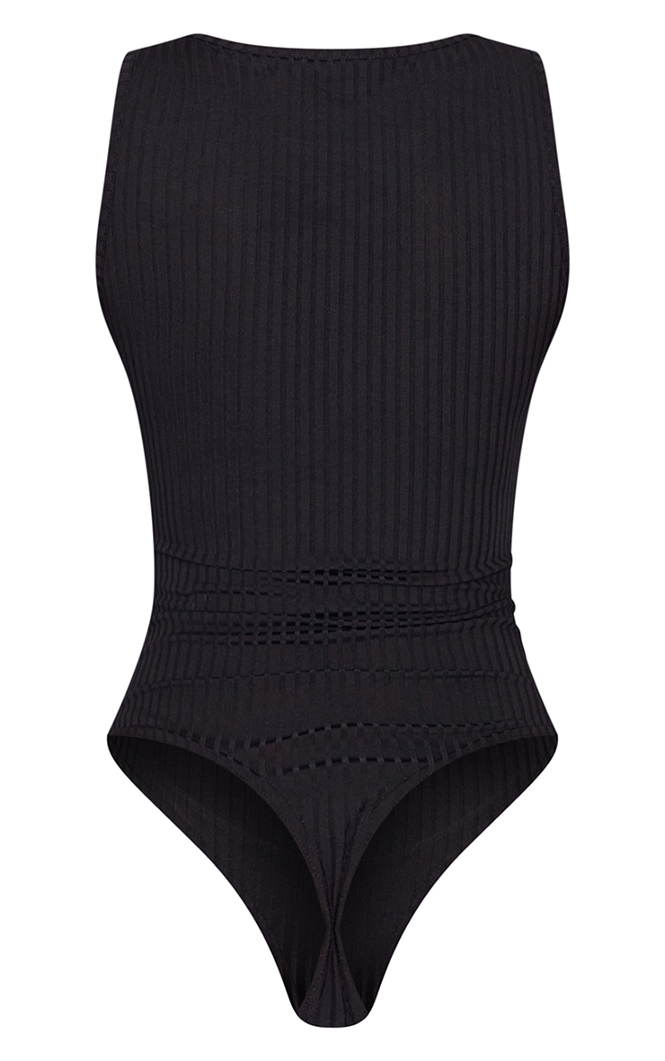 Basic Black Wide Rib Sleeveless Bodysuit image 6