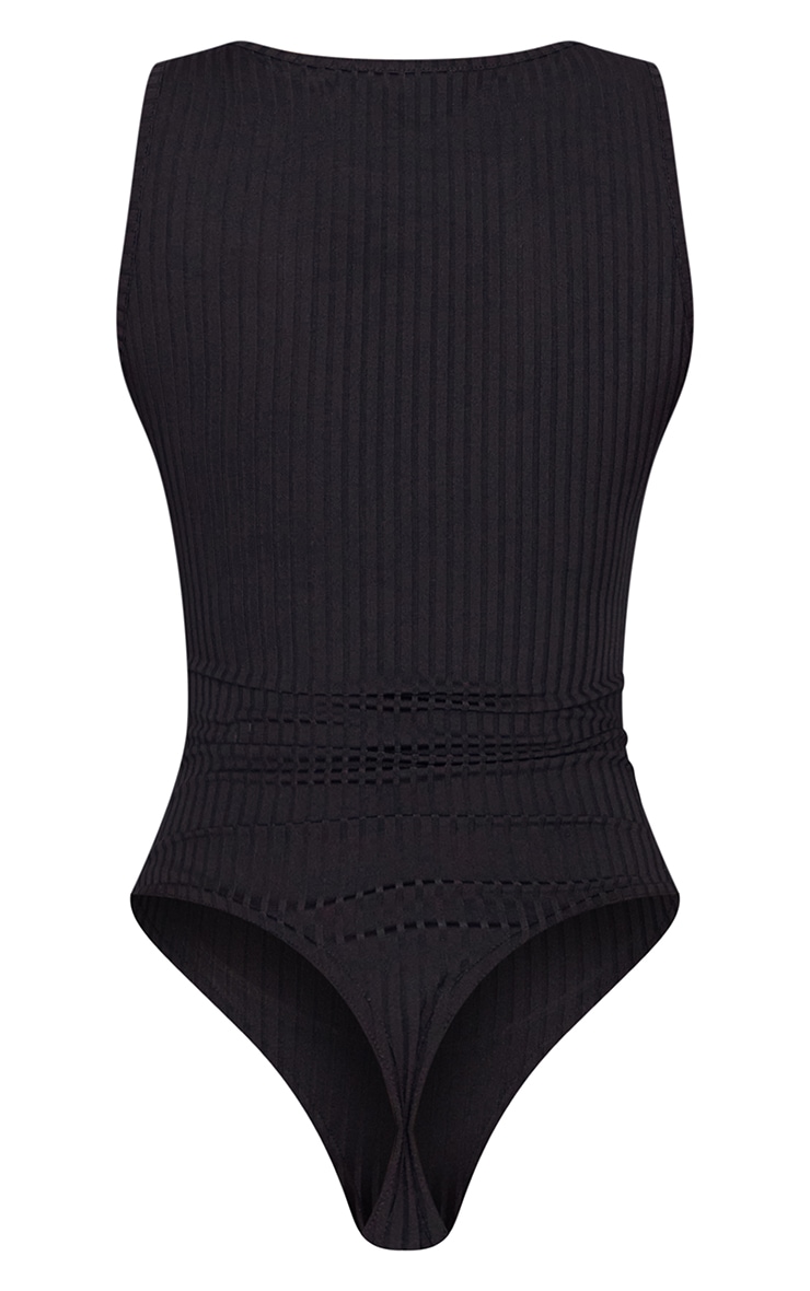 Basic Black Wide Rib Sleeveless Bodysuit image 6