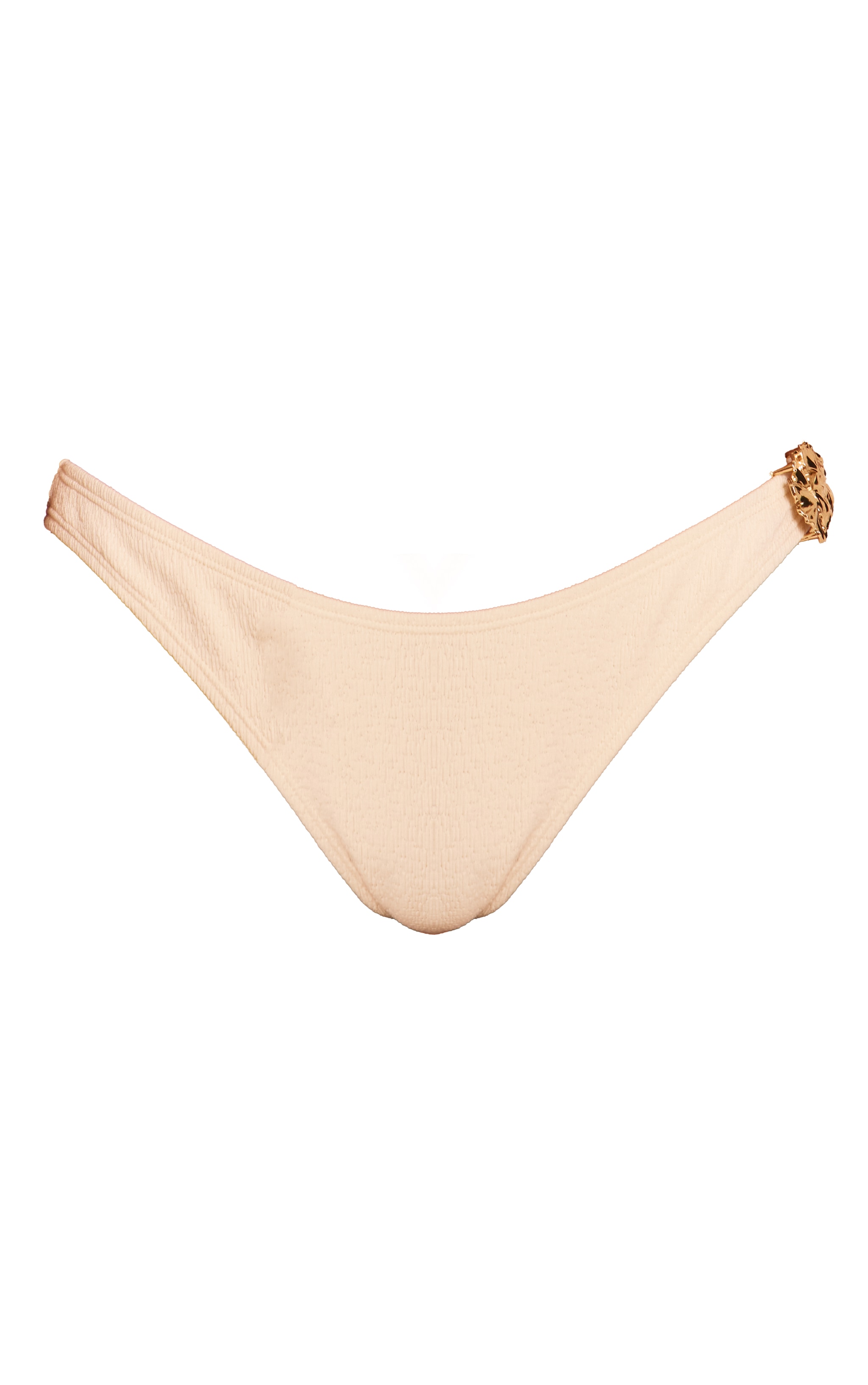 Cream Textured Flower Trim High Leg Bikini Bottoms image 5