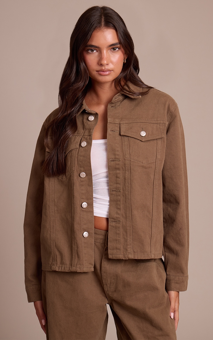 Chemise oversize en jean vert olive image 1