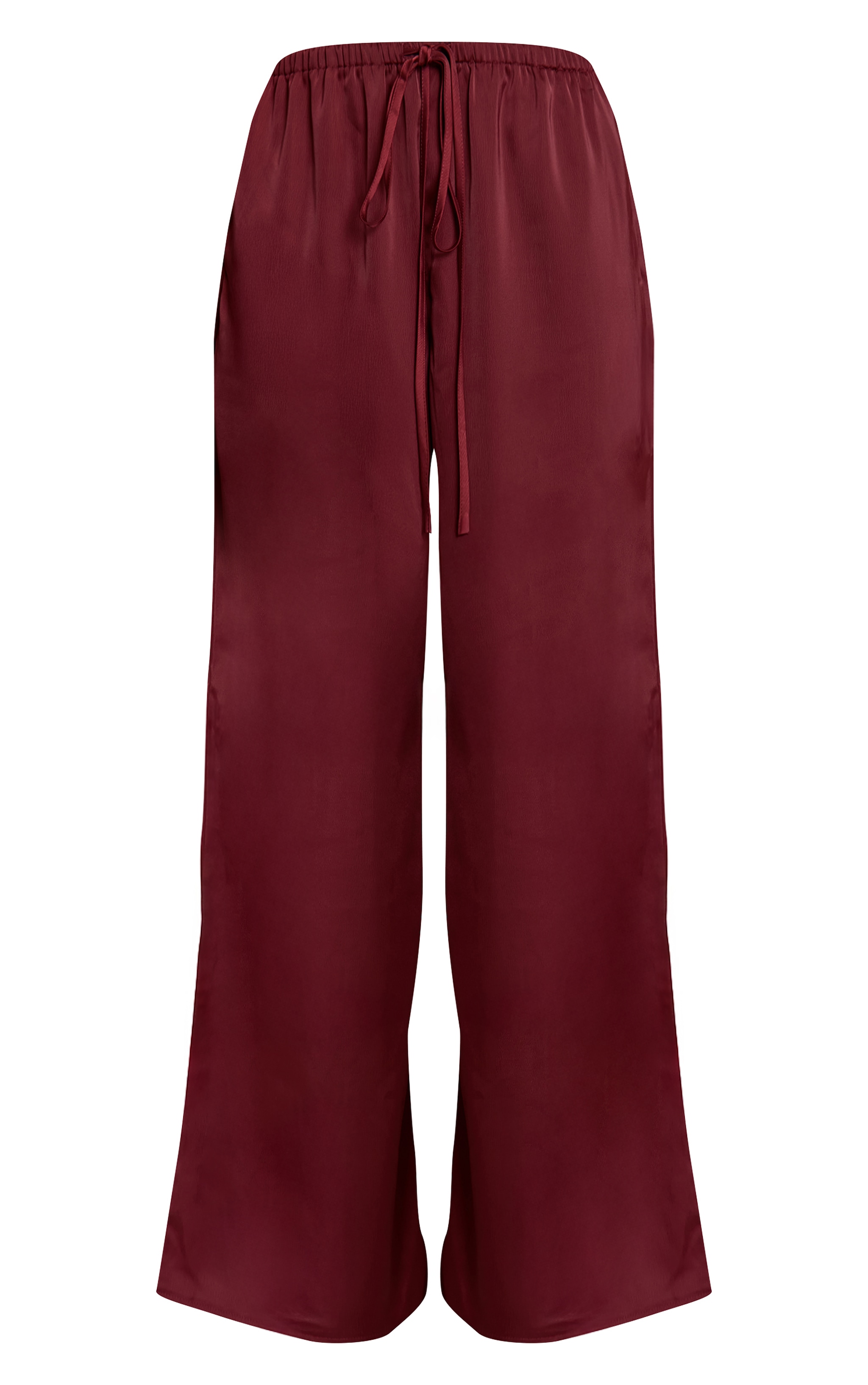 Plum Satin Low Rise Wide Leg Tie Waist Pants image 5