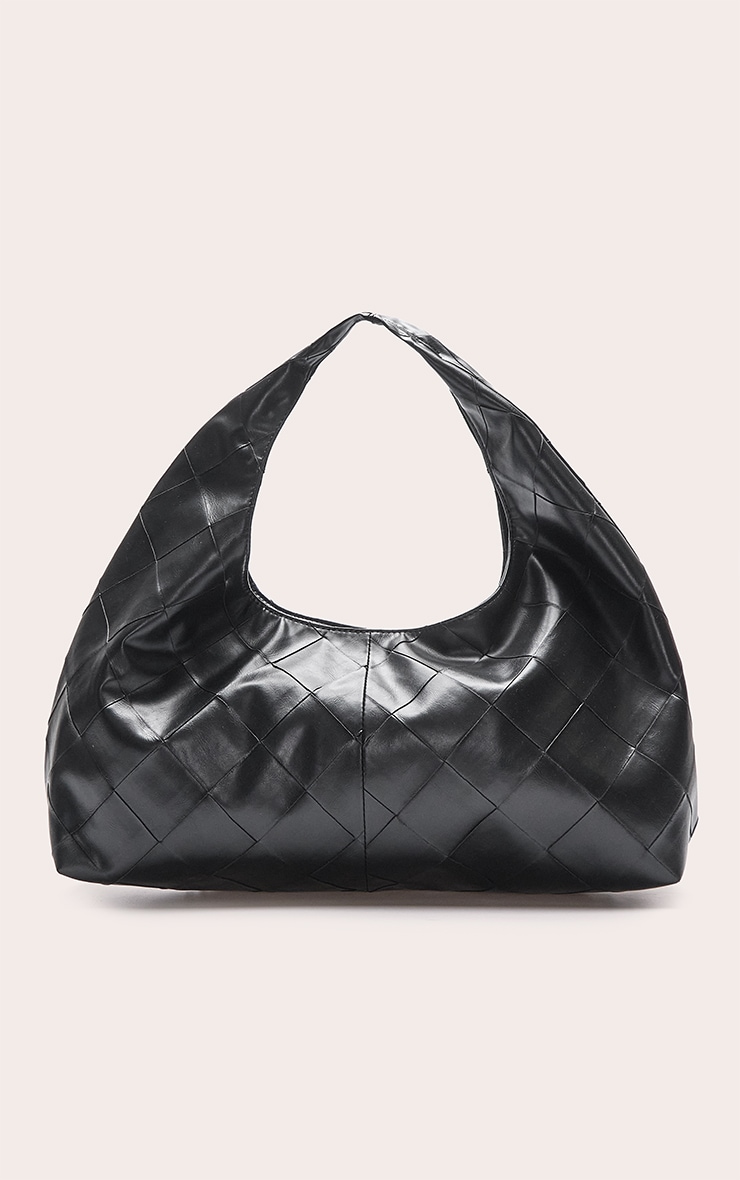 Black Oversized Weave Large Tote Bag image 2