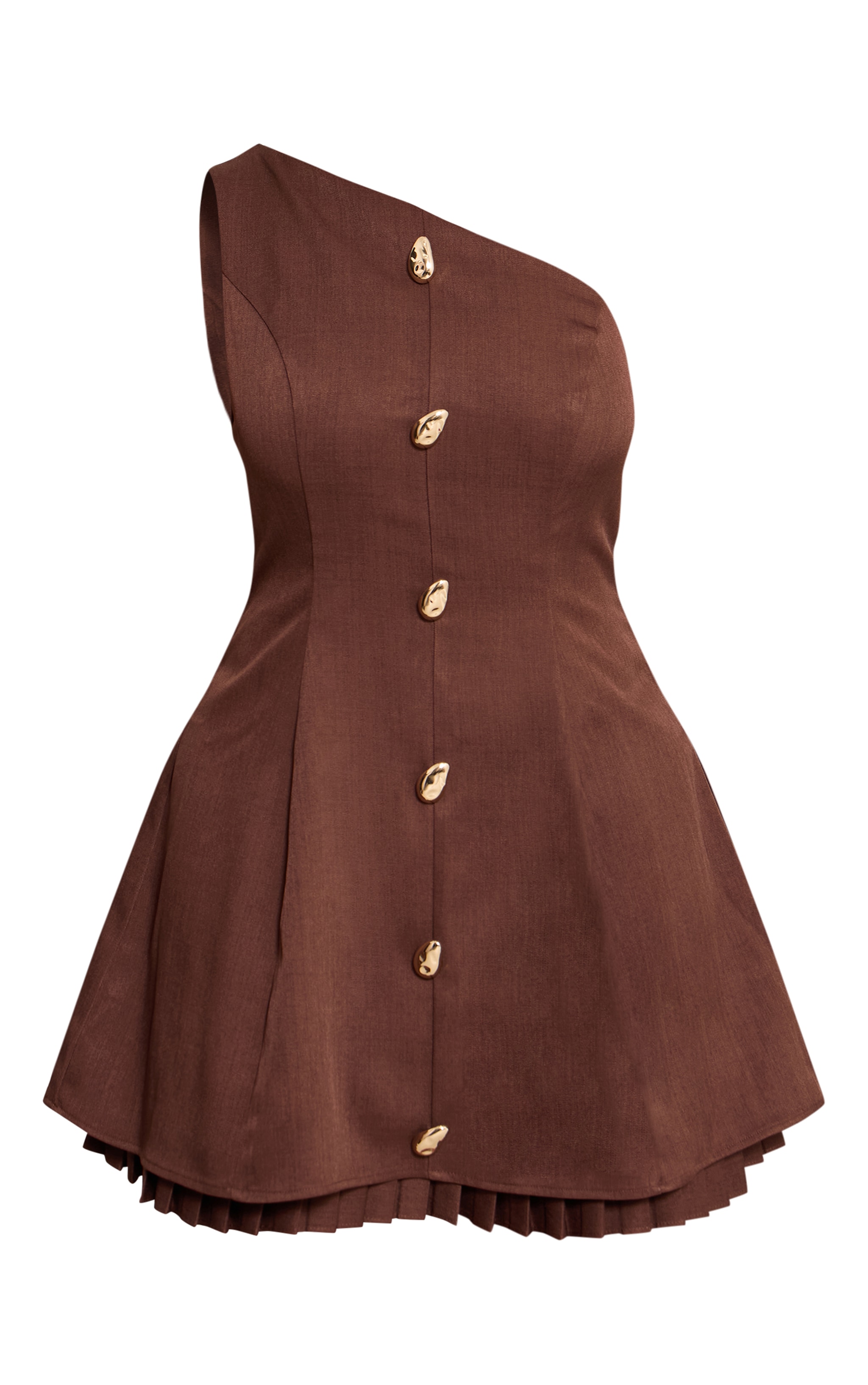 Shape Chocolate One Shoulder Pleated Skirt Mini Dress image 5